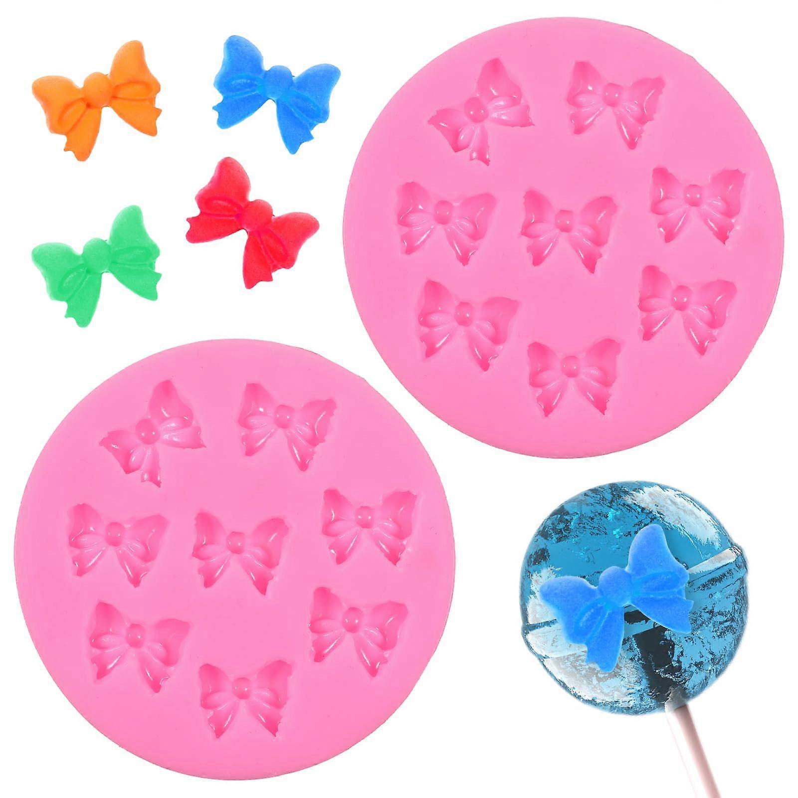 2pcs Silicone Fondant Molds with Elegant Bow Design for Cake Decorating, Chocolate and Candy Making