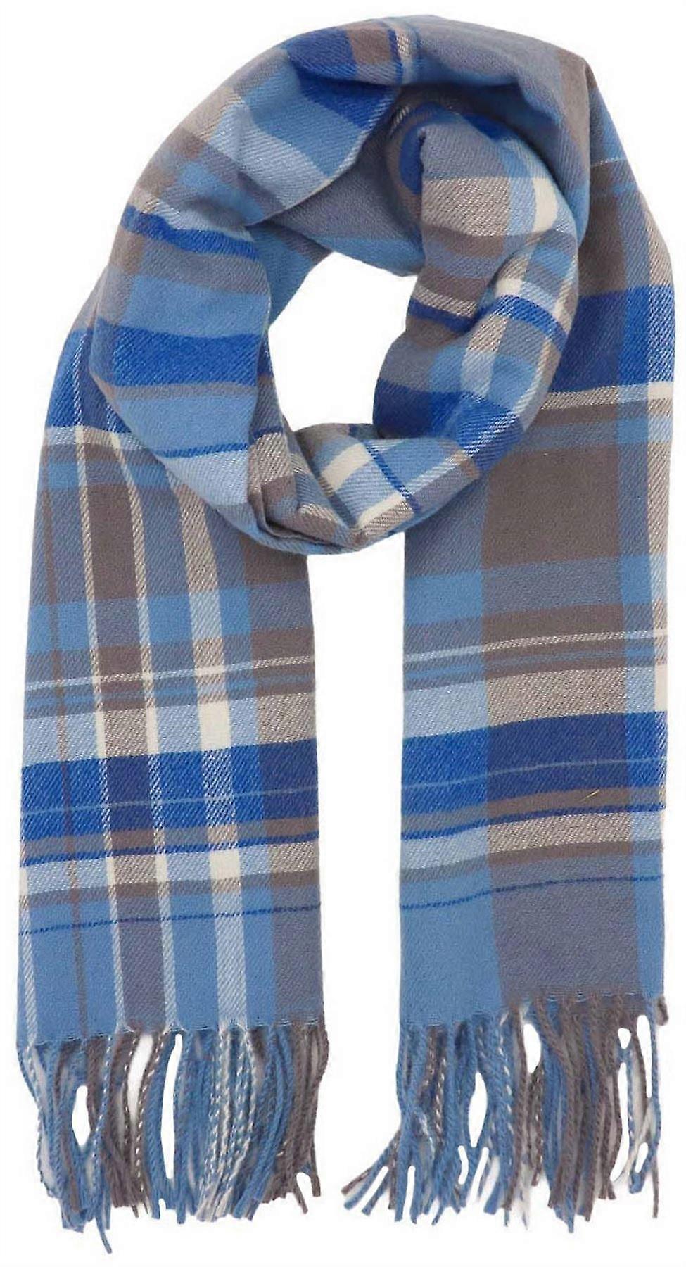 Zelly Check Winter Weight Scarf - Blue