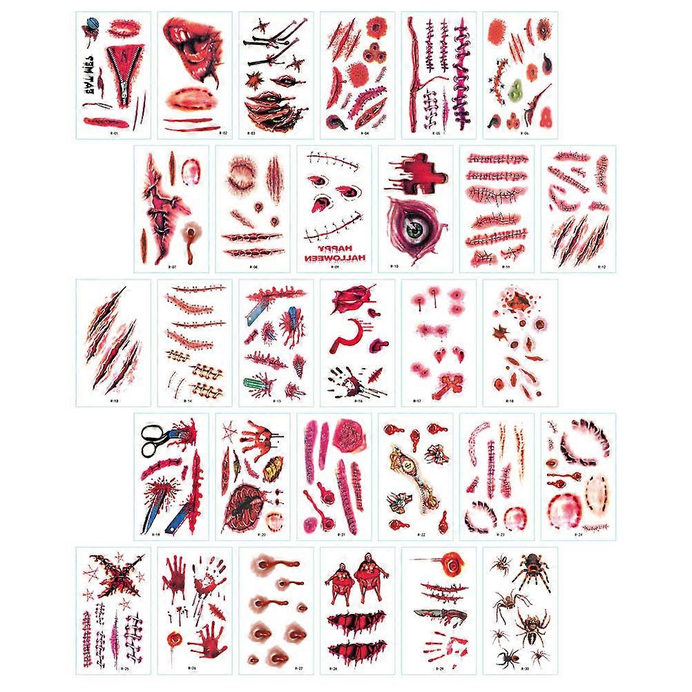 Decorative Halloween Scar Pattern Stickers for Body Use 60 Sheets