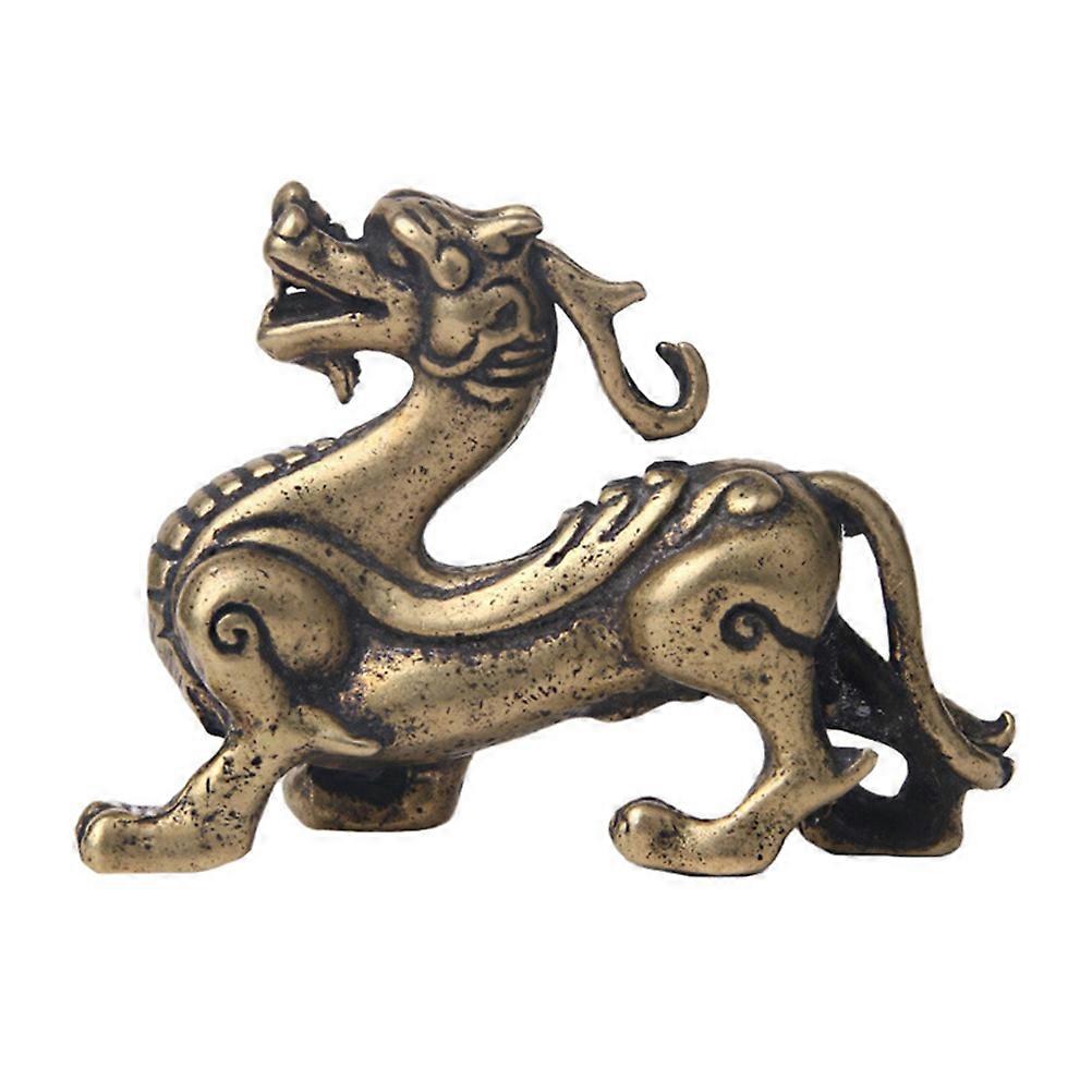 Brass Solid Kylin Decorative Ornament for Home Desk Decor Golden