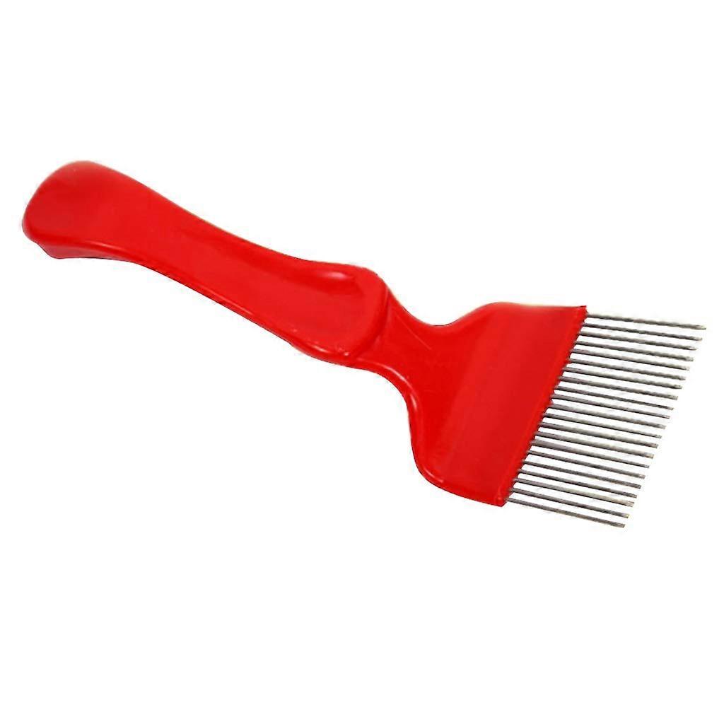 Honey Uncapping Fork with 21 Stainless Pins and Ergonomic Red Plastic Handle for Beekeeping