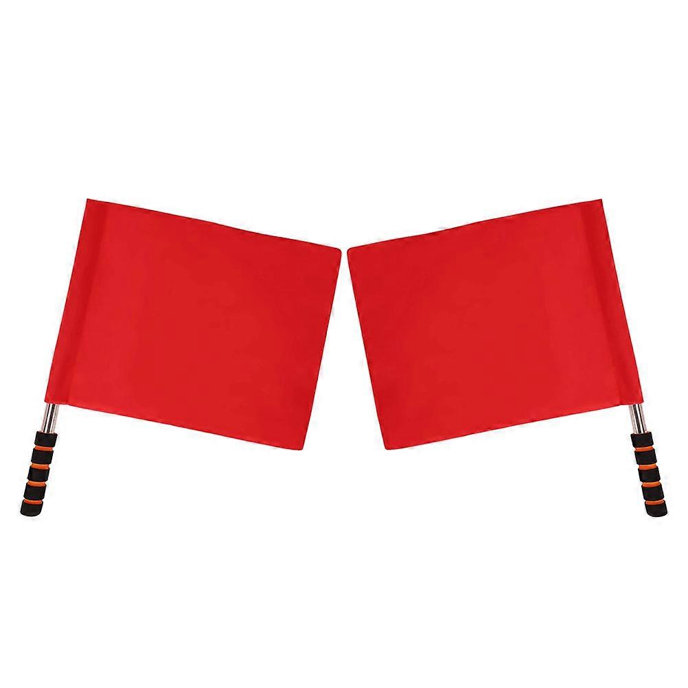 Red Handheld Referee Flags for Racing Conducting 2Pcs Multi-Function Set