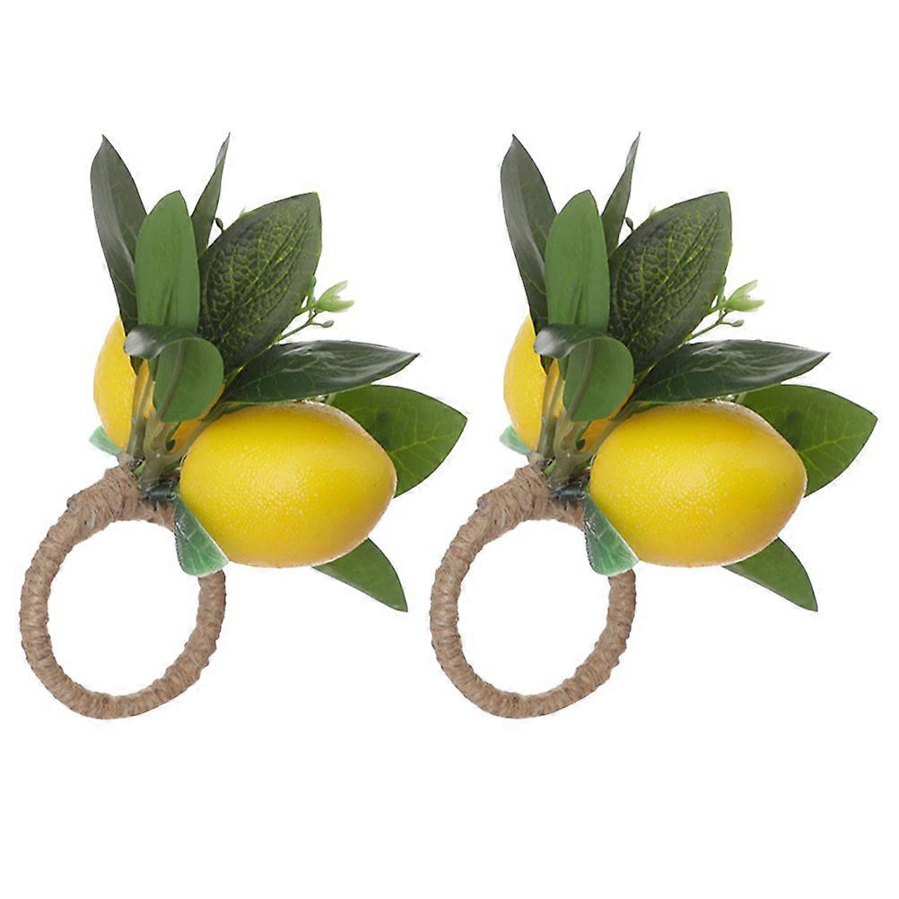 Artificial Lemon Napkin Ring Decorative Napkin Holders with 2Pcs for Table Use