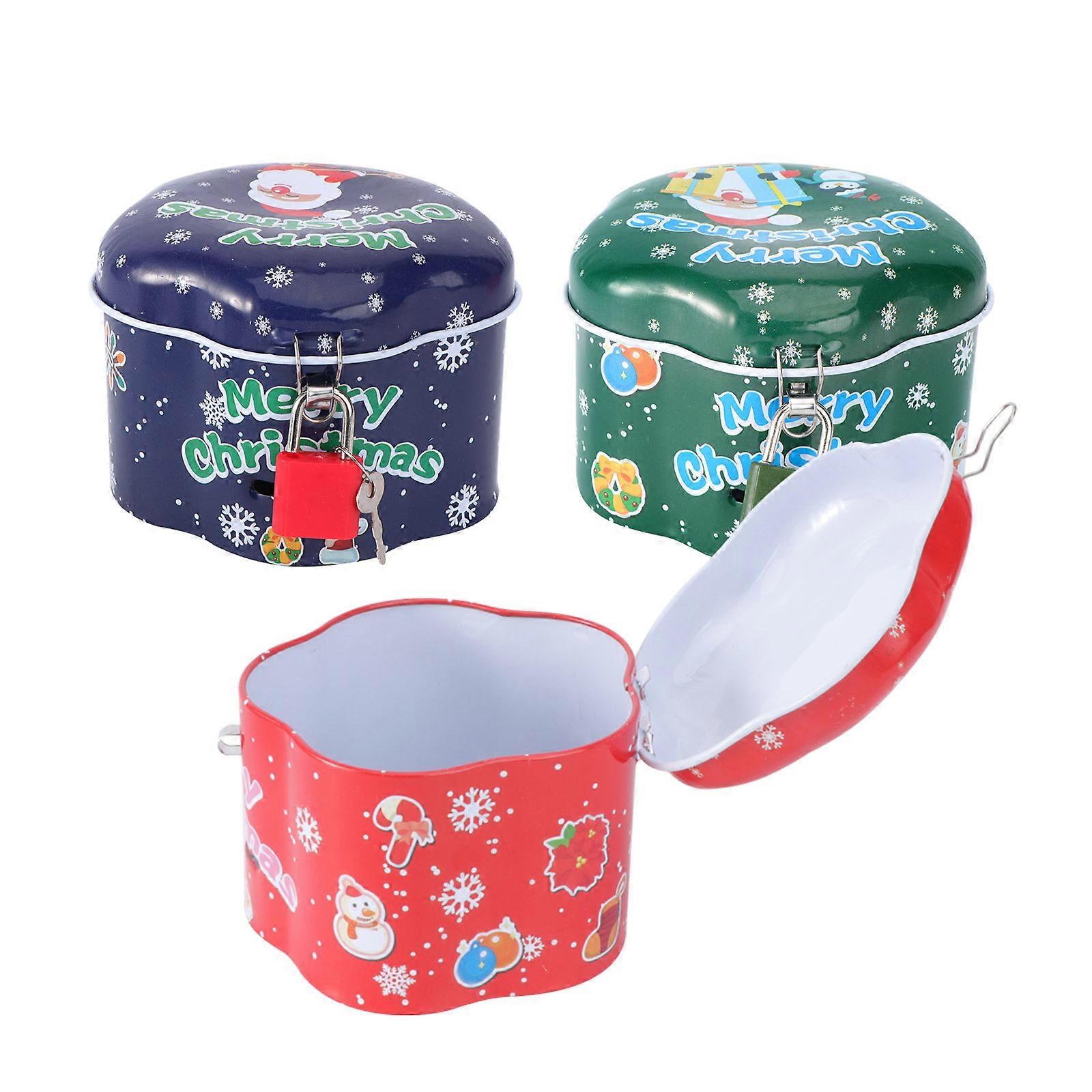 Christmas Tinplate Candy Can Storage Box for Candy Storage 3Pcs