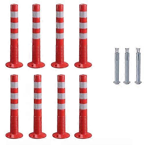Traffic Delineator Post with Visibility Reflective Tape, Flexible Driveway Barrier, Red White 8 Pack