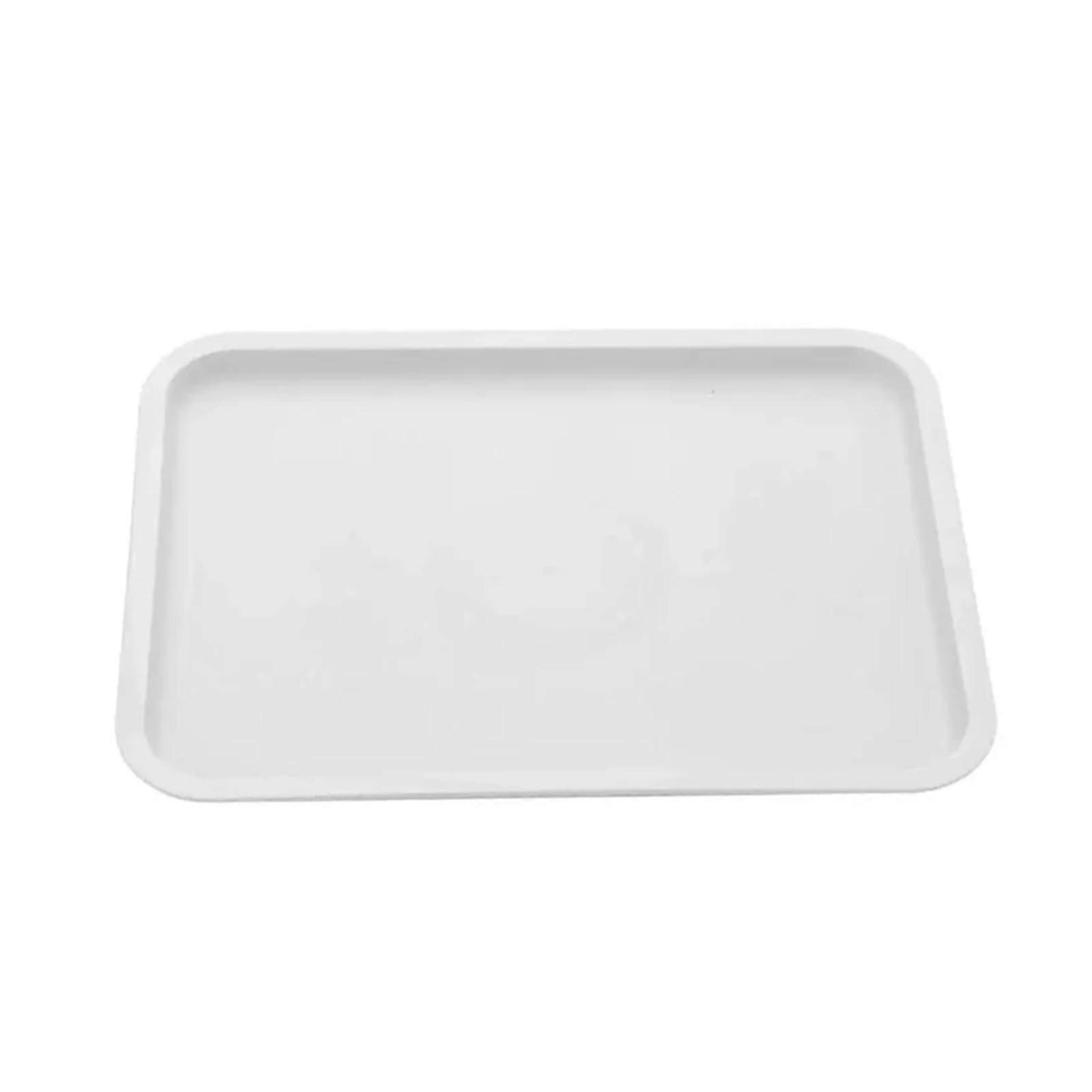 Plastic Serving Tray Rectangular White Lightweight Easy Clean for Kitchen and Restaurant Use