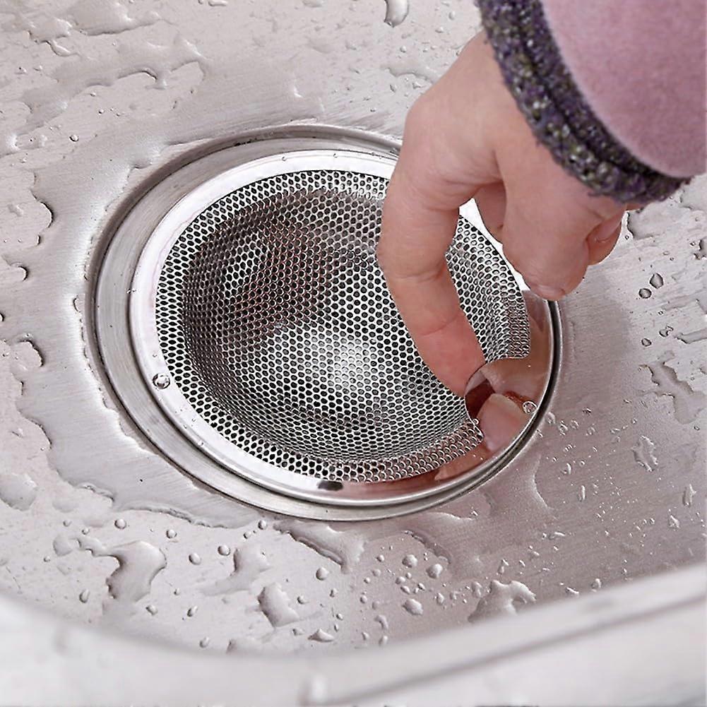2Pcs 304 Stainless Steel Kitchen Sink Strainer with Handle, AntiClogging Rustproof Drain Basket