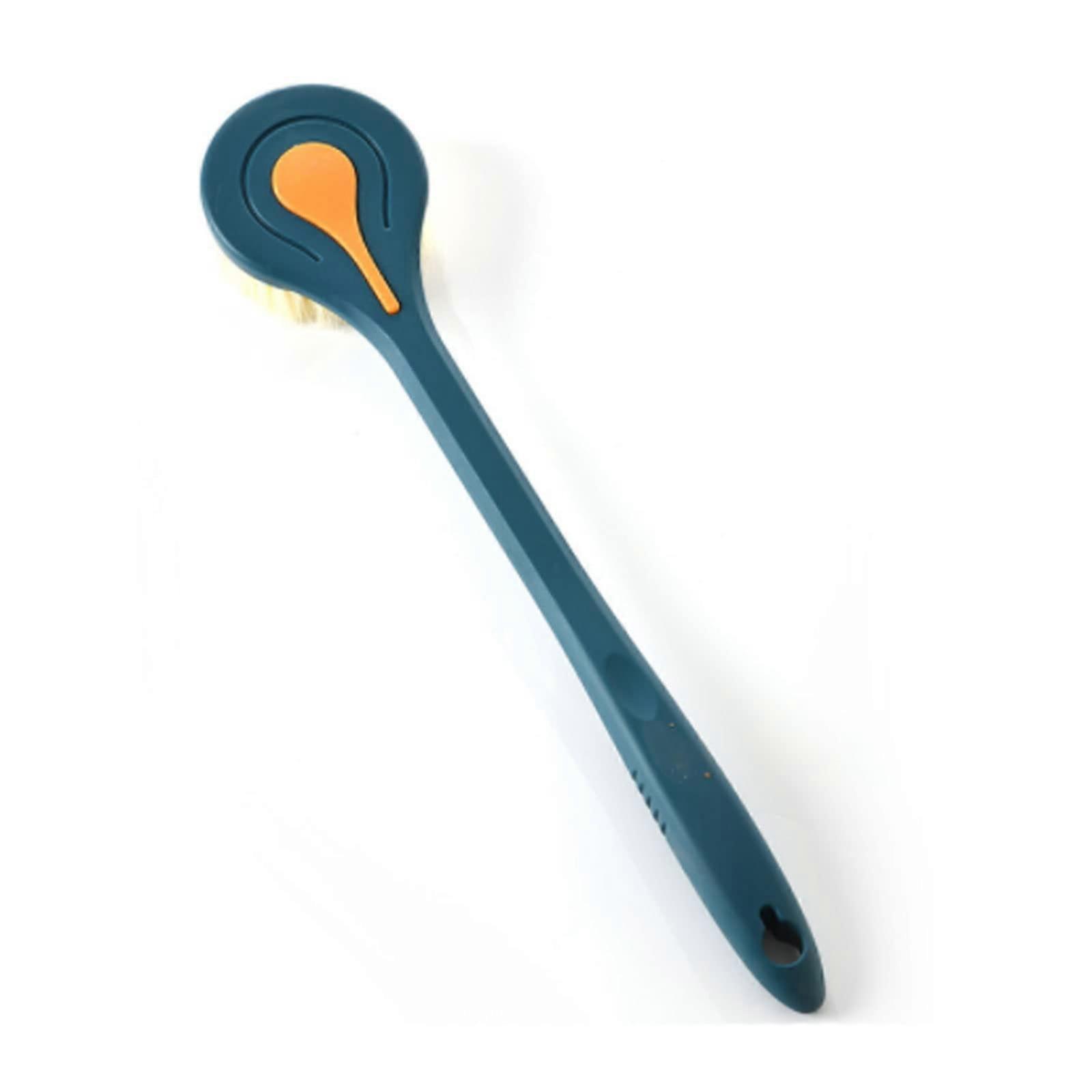 Bath Brush Long Handle Soft Bristles Back Scrubber with Hanging Handle Blue