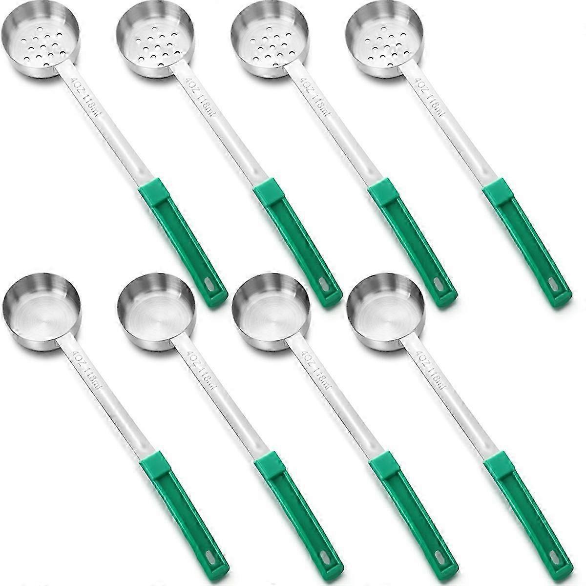 8Pcs Portion Control Serving Spoons Portion Scoops Cups Solid and Slotted Stainless Steel Ladle Spoo