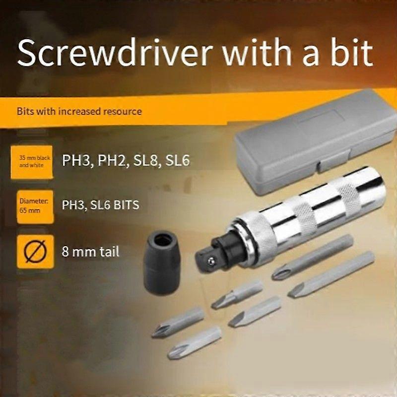 Screwdriver Set with Impact Function - Tool Kit for Heavy-Duty Screwing - Includes Bits - Ideal for DIY
