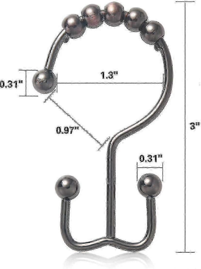 Shower Curtain Hooks Rust Resistant Shower Curtain Rings,12pcs