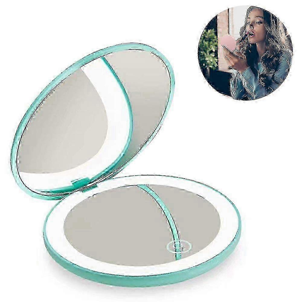 Led Compact Mirror 3x Magnification,soft Lights Portable Pocket Mirror