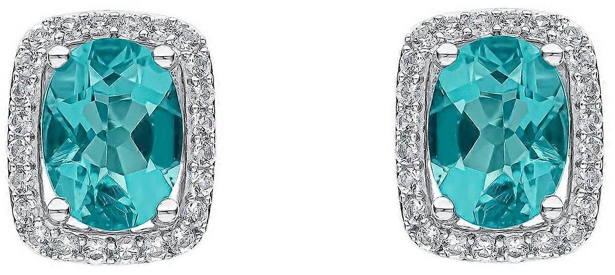 Elements Gold Fluorite and Topaz White Gold Stud Earrings - Blue