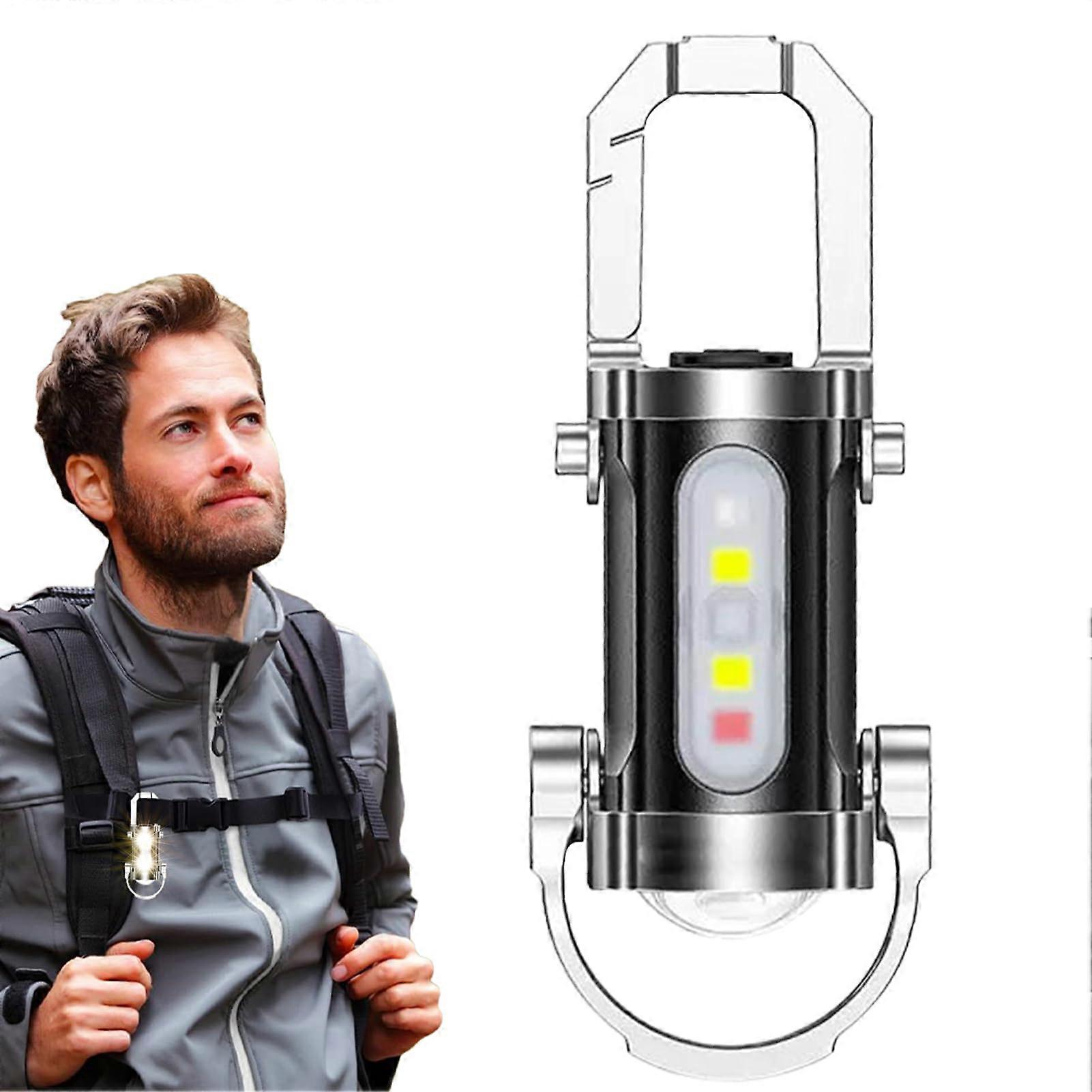 USB Rechargeable Keychain Flashlight with  Brightness, 7 Modes, ShockResistant for Hiking