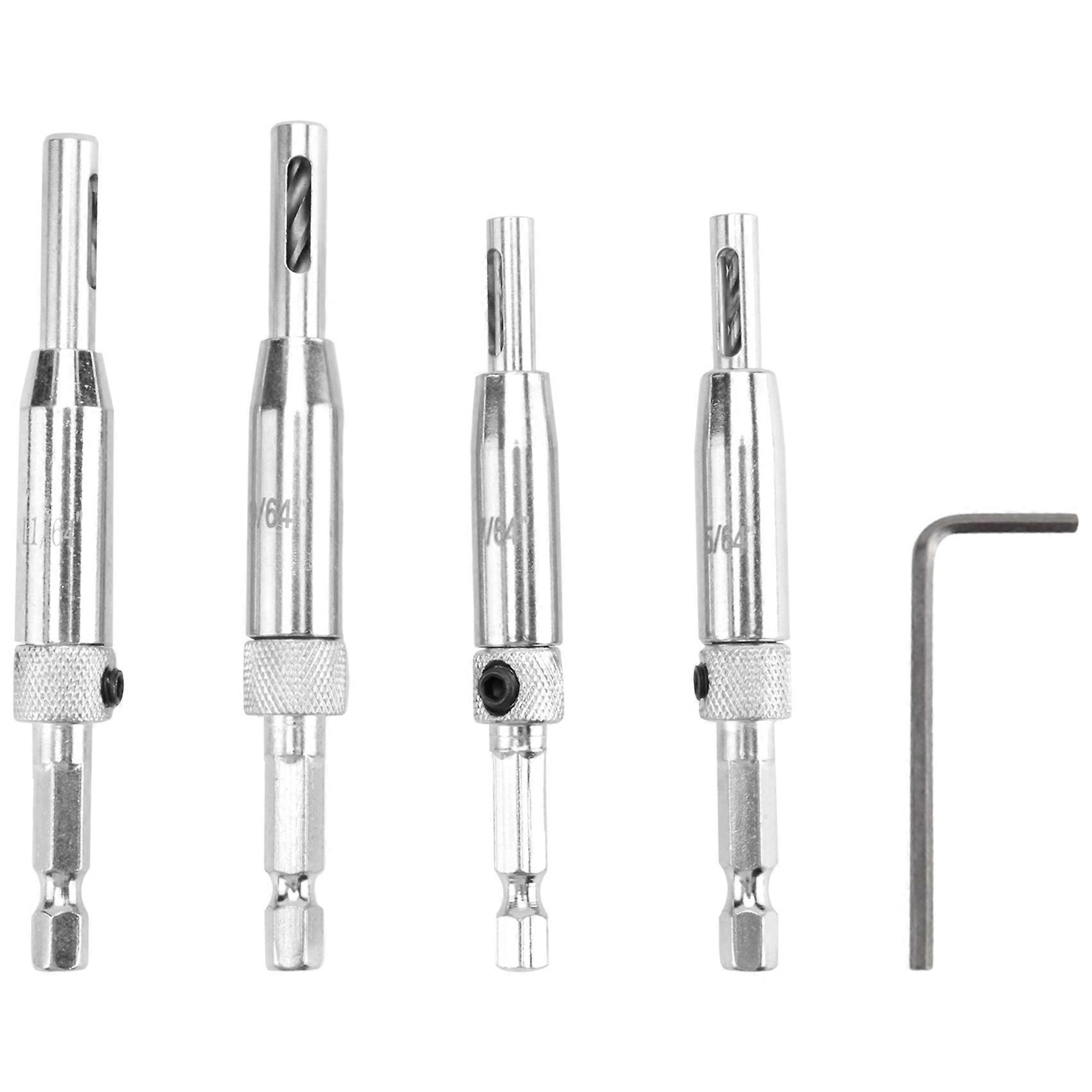 Center Drill Bit Set 5 PCS Self Centering Hinge Tapper Core Drill Bit Set for Woodworking, Door Window Drill Bits