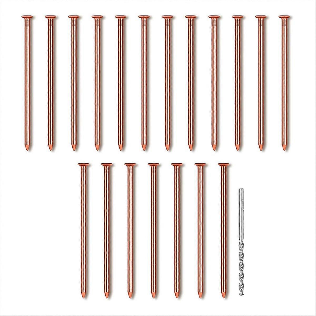 25Pcs Copper Nails,3.14 In Long Pure Copper Nails Bulk with Drill Bit