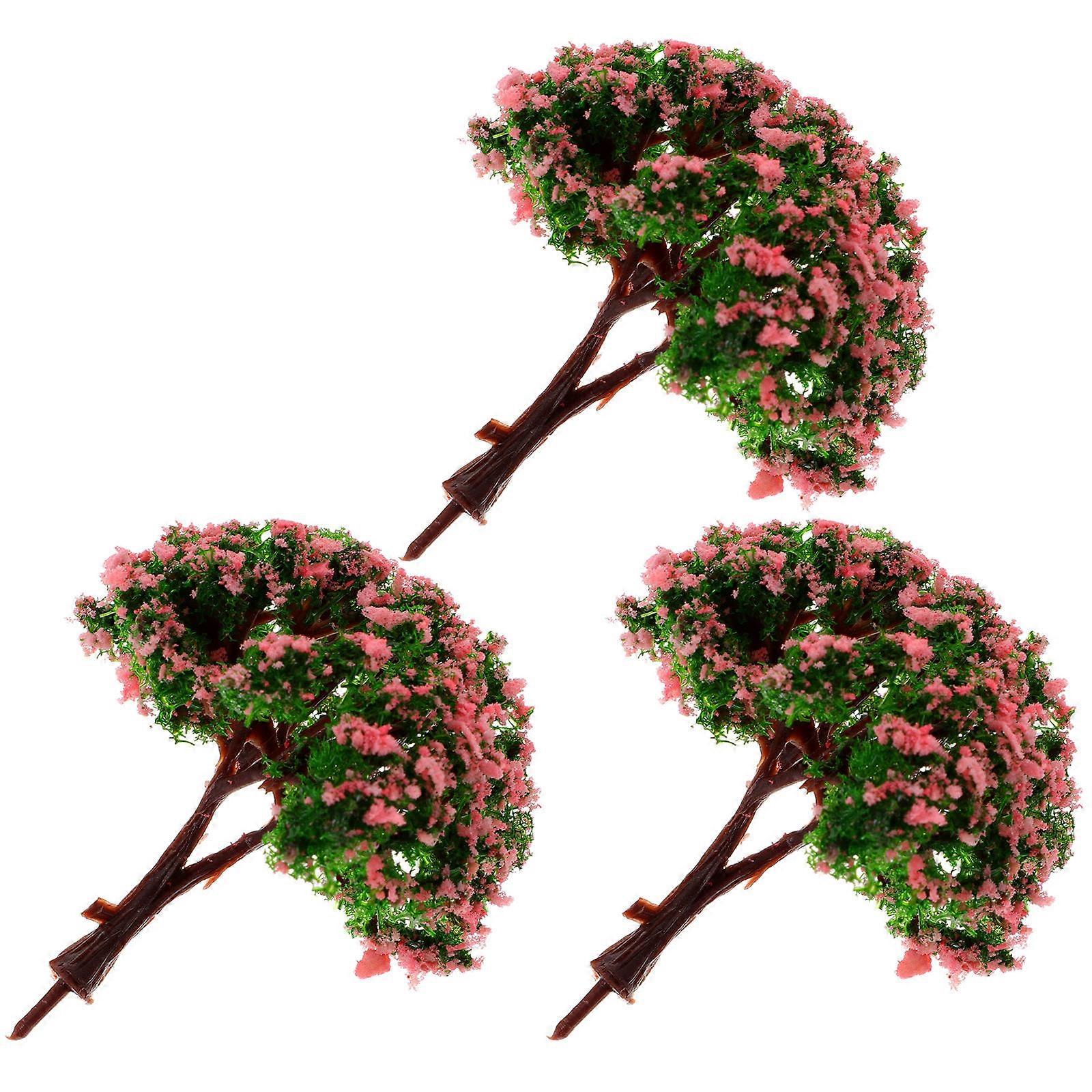 Mini Tree Model Plastic Miniature Scenery Model For Desk Decor 3Pcs
