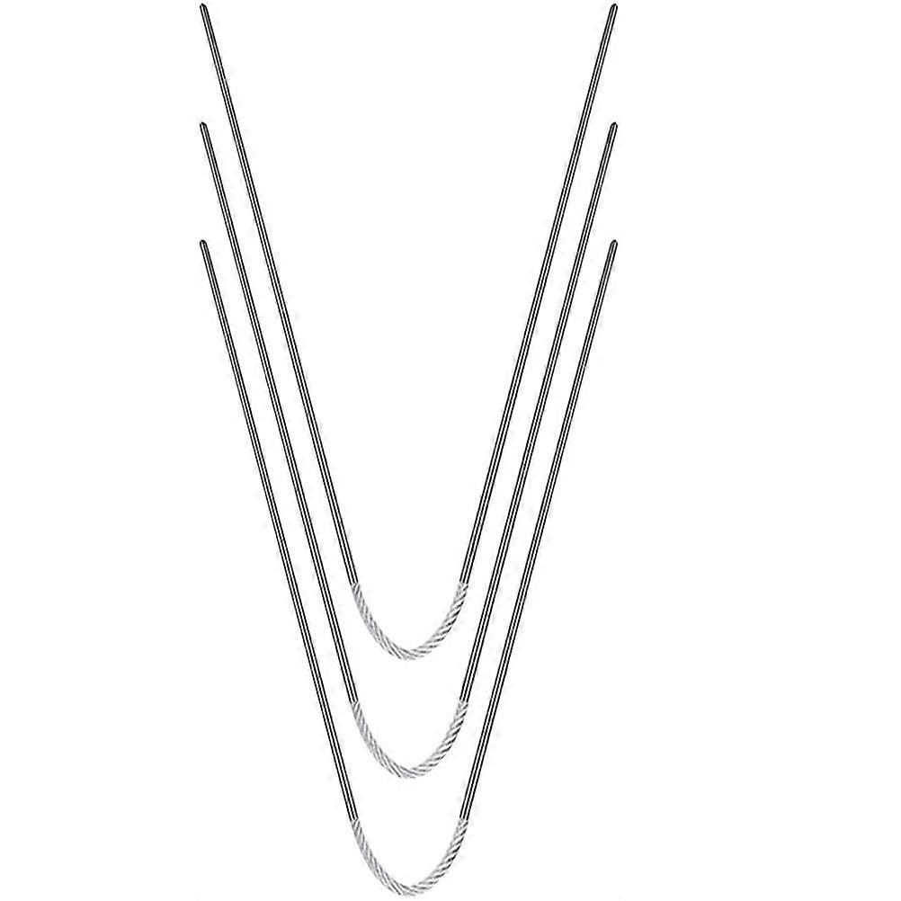 3Pcs Metal Round Knitting Needles for Knitting Silver Circular Sweater Tools