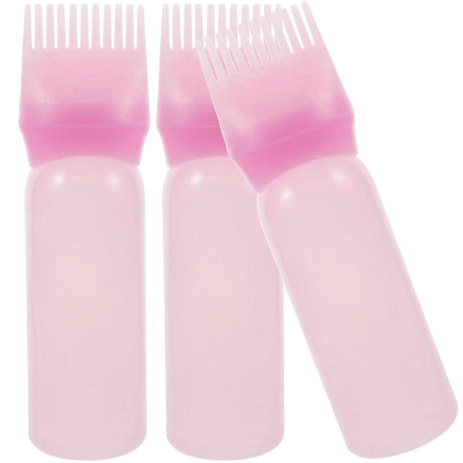 Root Comb Applicator Bottle for Hair Dye Application 3Pcs Pink