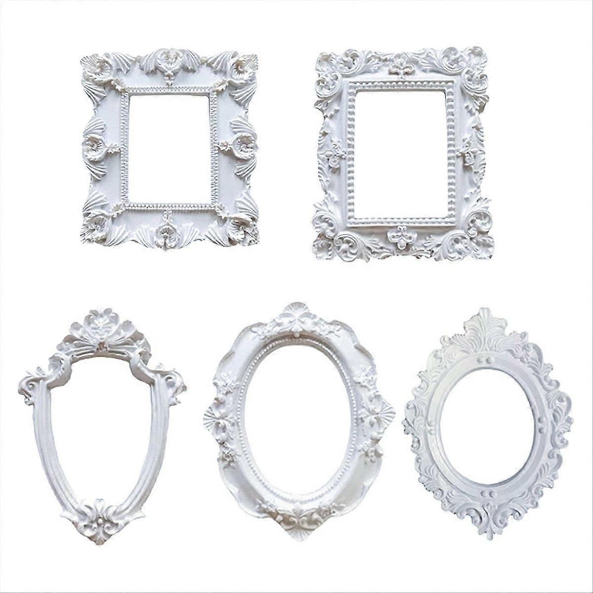 Mini Frames -White Small Vintage Flower Oval Rectangle Baroque Frames