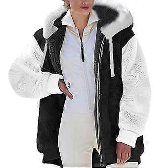 Winter Coats for Women Womens Warm Thick Faux Plush Coat, Outdoor Plus Size Thicken Hooded Jacket, Winter Zipper Outerwear Coat White B XXL