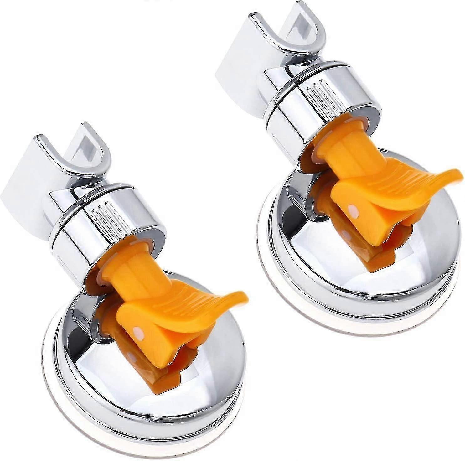 Shower Head Bracket Suction Cup - Adjustable Wall Bracket Set, Silver Yellow, 2pcs