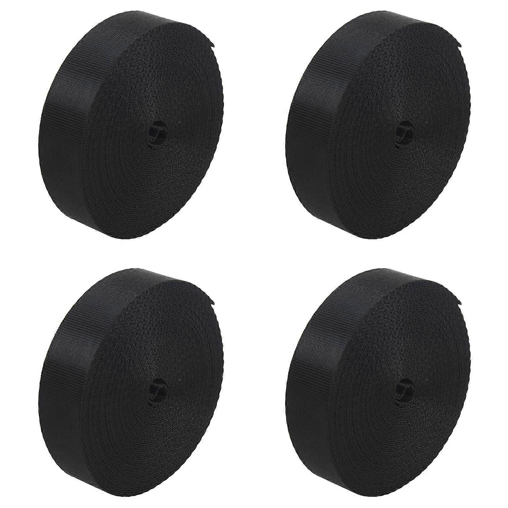 4X Black 10 Yards Nylon Webbing Tape Multi-Use Strap Strapping (25mm) Width