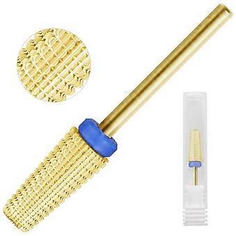 Broca de carburo de tungsteno 5 en 1 para uñas, vástago de 3/32, rotación bidireccional, para uñas acrílicas y de gel, color dorado.