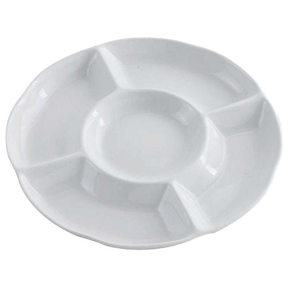 Divided Serving Tray Snack Tray for Kitchen Use 3Pcs White Multi-Grid Plate