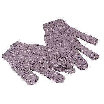 1 Pair Bath Exfoliating Glove Five Fingers Body Scrub Gloves Bath Shower Sauna Scrubber Mitt for Men Women (Purple)