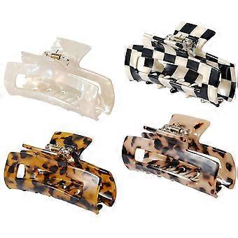 Conjunto de 4 Presilhas de Cabelo com Garras, Presilhas Banana de Acetato, Presilhas Francesas com Formato de Borboleta
