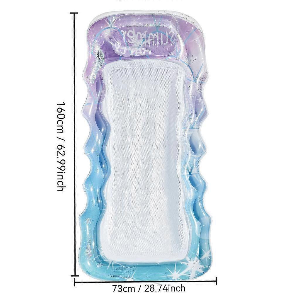 Inflatable Thickened Floating Bed Wavy Starry Sky Blue