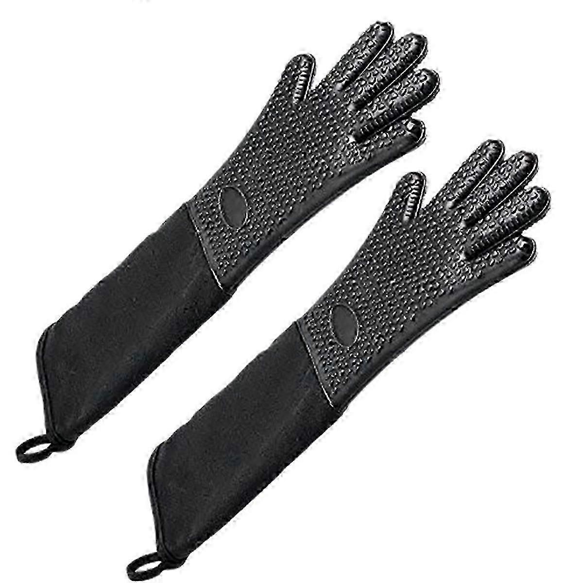Extra Long Professional Silicone Oven Mittcompatible with Kitchen - Black