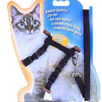 Harnais de harnais de harnais réglable pour chat de chat avec corde de traction en laisse (noir)