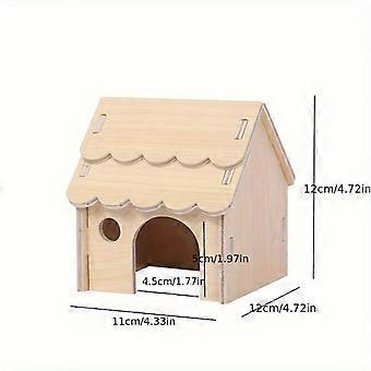 Yarrkc Wooden Hamster Hideout - Cozy Pet House With Tunnel & Secret Peep Shed For Dwarf, Syrian Hamsters, Gerbils, Hedgehogs & Rats