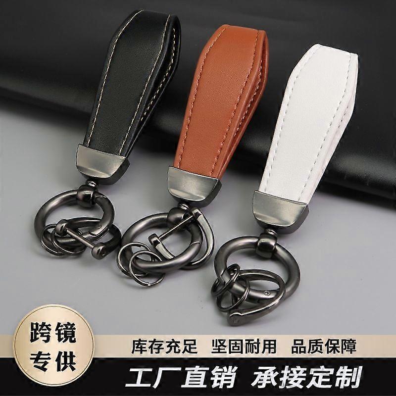 soft leather car keychain with embossed