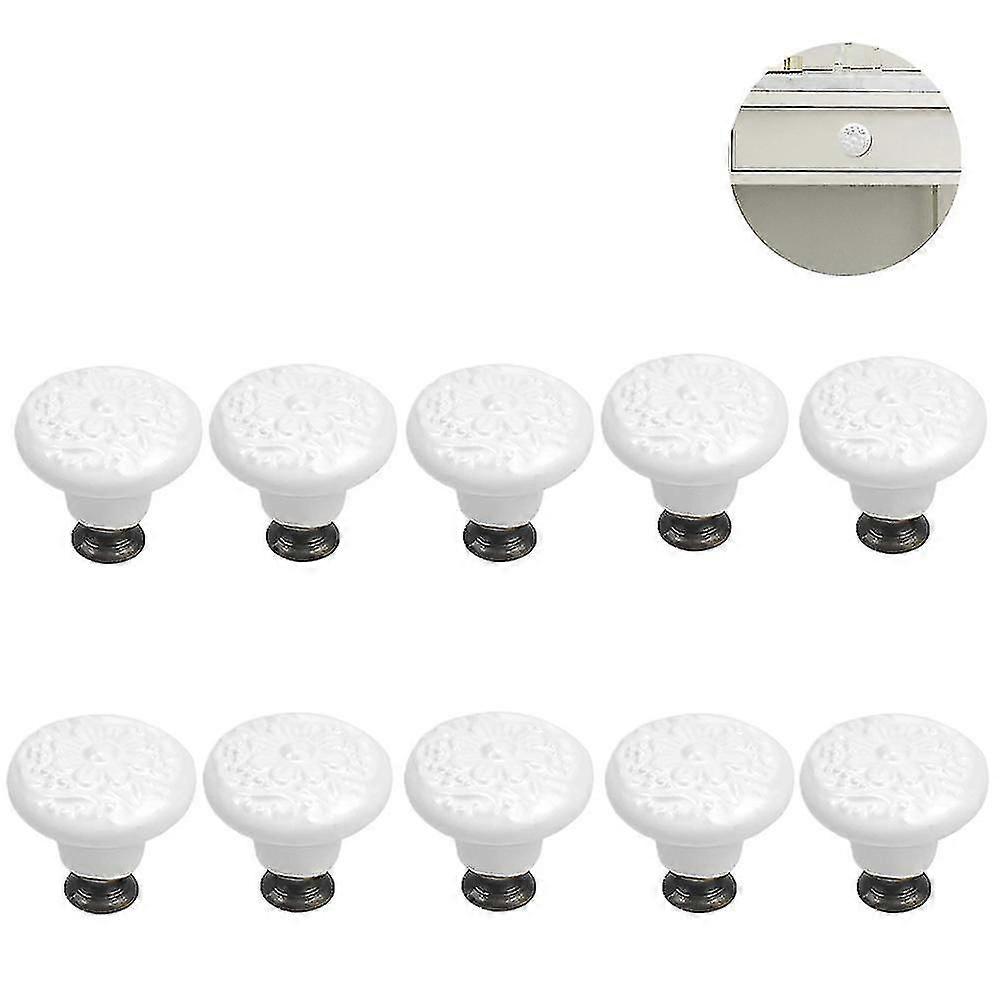 10 Pcs Drawer Handles Ceramic Vintage Knobs Handles For Cupboard