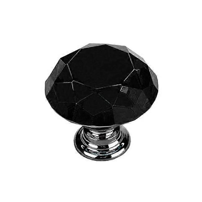 Knobs 2 pcs - Diamond / Crystal Black with silver base Black