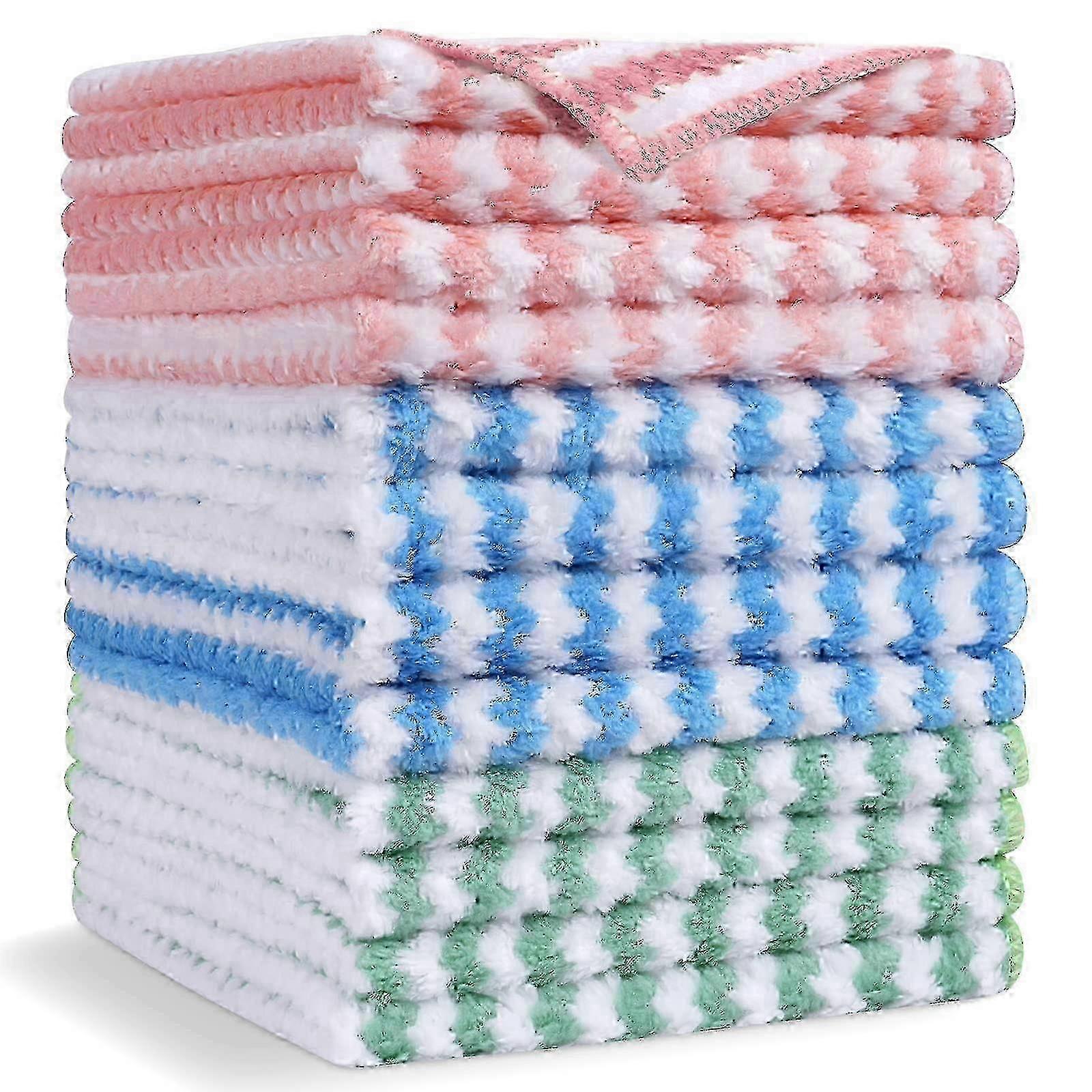 Vicloon 12-Pack Microfiber Cloths, Super Absorbent for Kitchen & Bathroom