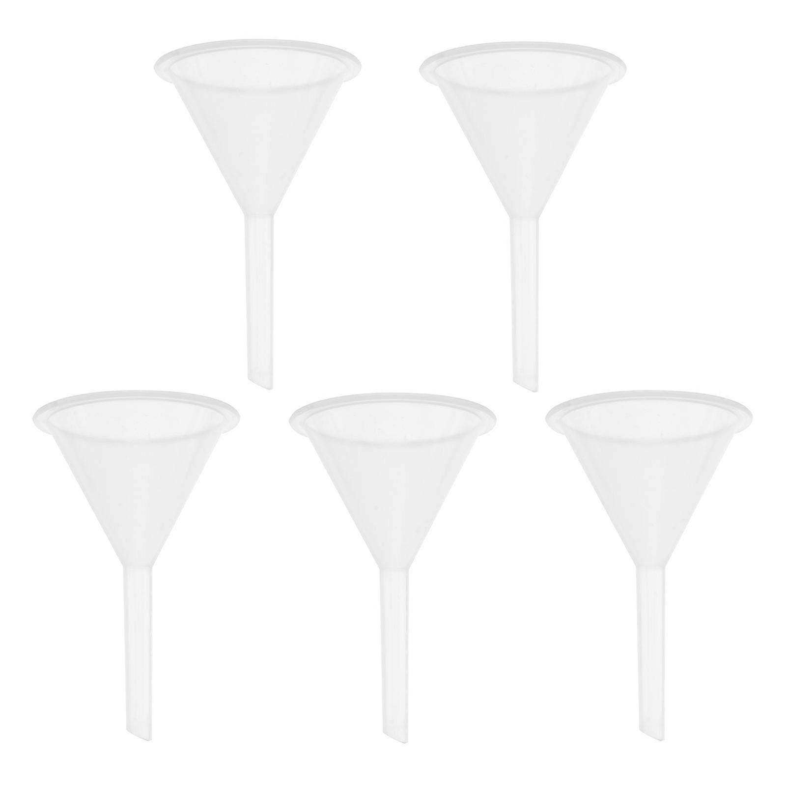 5 Pcs 60ml Multipurpose Plastic Funnels Laboratory Clear White Plastic Filter Funnel