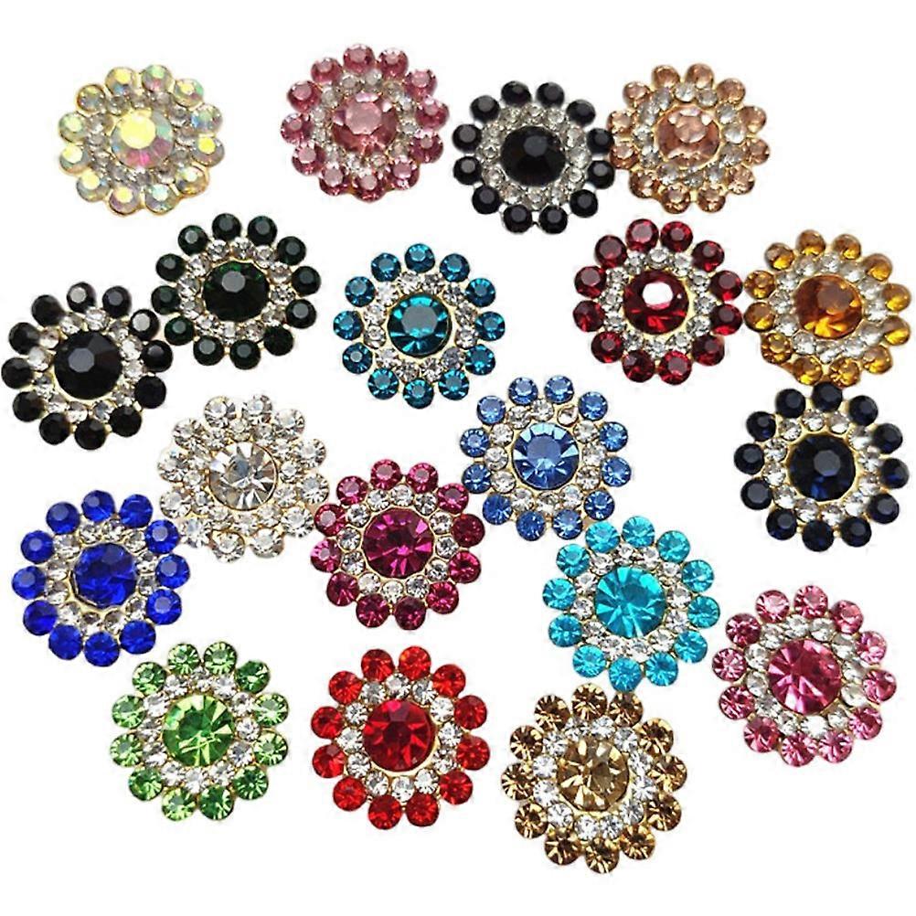 Sparkling Sunflower Rhinestone Buttons for Decoration 100Pcs Assorted Color Alloy