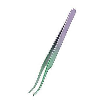 Lash Tweezers Stainless Steel Tight Bite Curved Lash Extensions Tweezers Green Purple Gradient