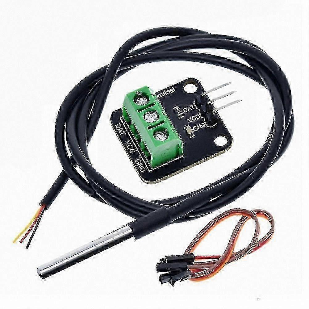 Waterproof Digital Temperature Sensor Module with 100CM Cable Probe Terminal Adapter Compatible with Arduino Projects