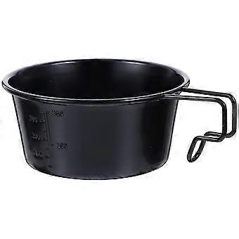 Set di 4 ciotole da campeggio in acciaio inox con manico, leggere, nere, ideali per riporre oggetti.