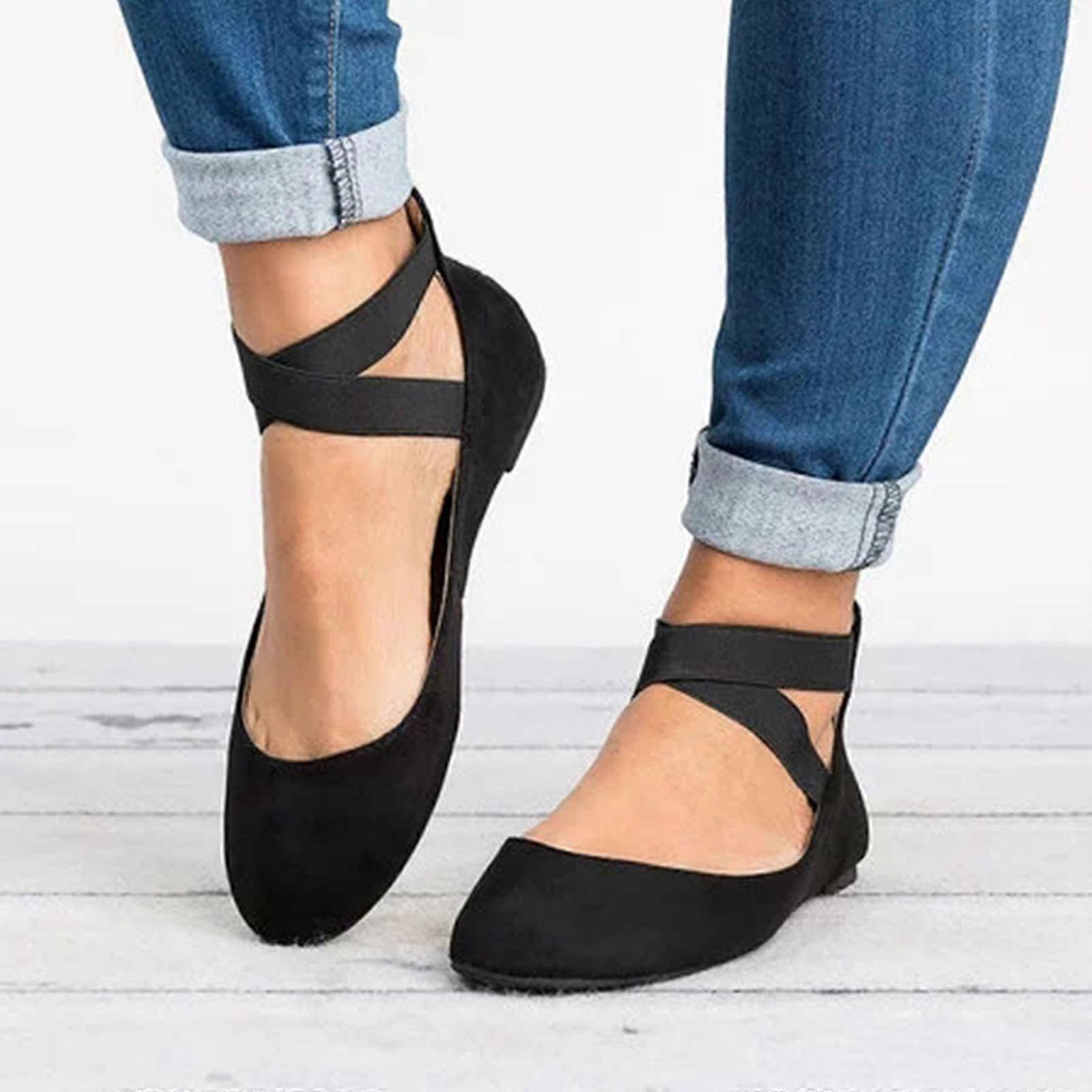 Cross Strap Flats Ballet Chaussures Femmes