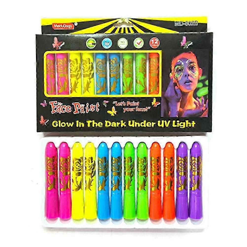 Neon Glow Face Paint Crayons Set