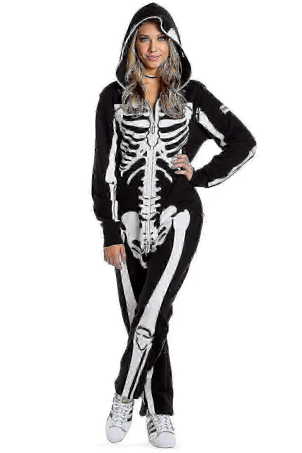 Skull Pattern Slim Fitted Bodysuit for Halloween Cosplay
