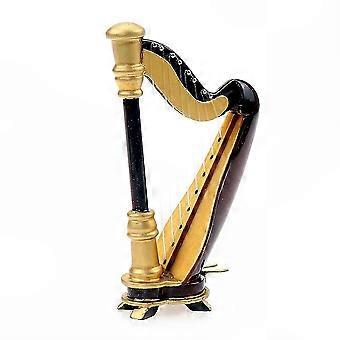 Miniature dukkehusmodel: Miniatureharpe af træ med etui