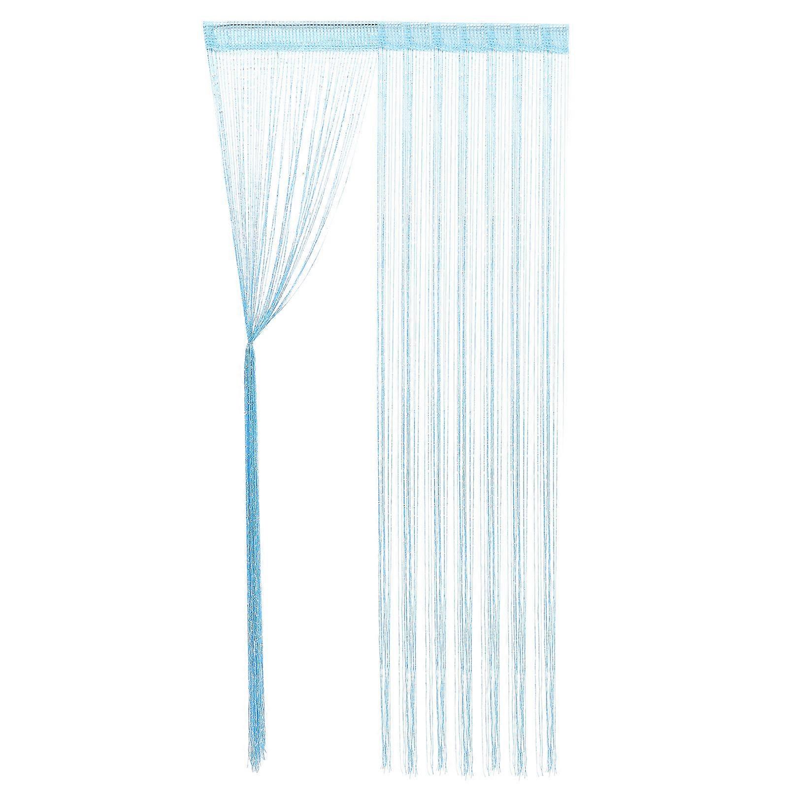 Polyester Door String Curtain Panel for Decoration 2Pcs Sky-Blue Divider