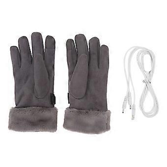 Gants chauffants USB Paume antidérapante Fluff Bracelet élastique réglable imperméable Gants thermiques coupe-vent pour femmes temps froidYMQX)